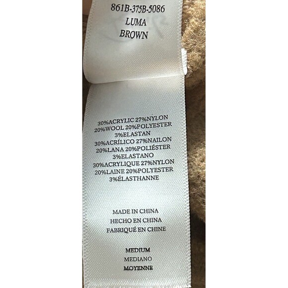 Rails Luma Wool Blend Brown Cable Knit Quarter Button Sweater Dropped Sleeve Med - Picture 5 of 9